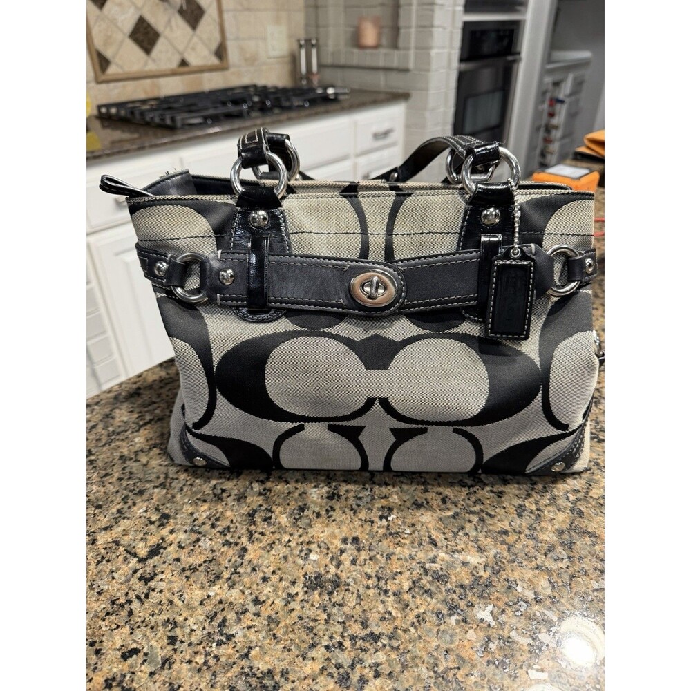 Coach Vintage Black Signature Sateen Large Brooke Tote Bag 13298 - As-Is